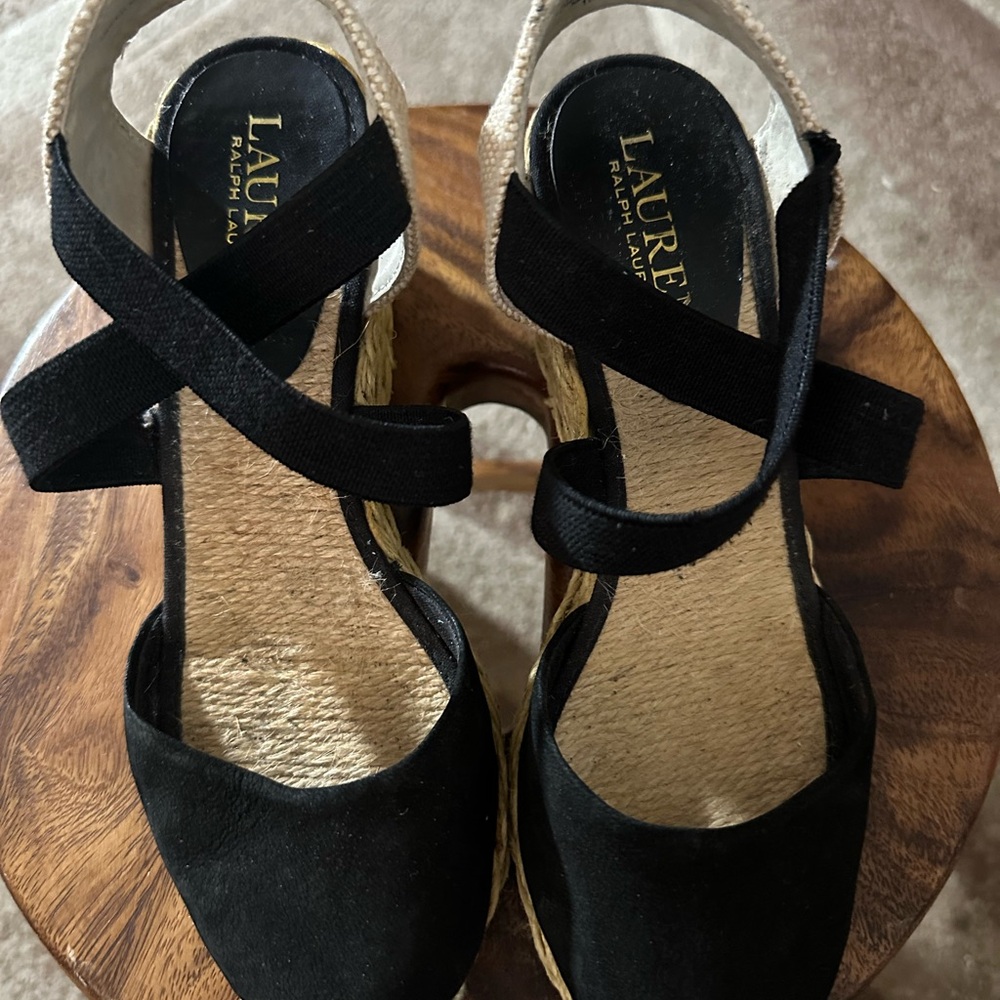 Lauren Ralph Lauren Black Espadrille Wedges